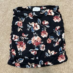 French Grey Black Floral Pencil Skirt